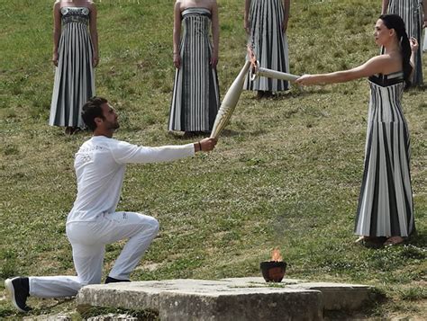 The Olympic Flame For The Olympic Games Paris 2024 Lit In A Symbolic