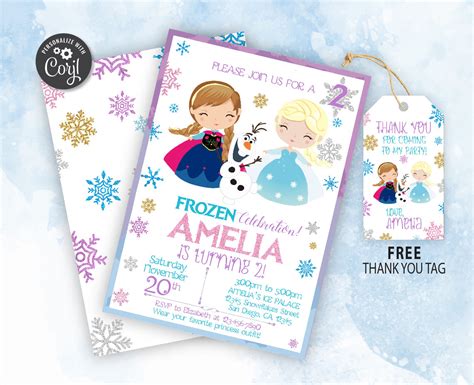 Frozen Birthday Invitation Template | Editable | Printable | Instant D ...