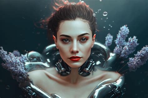 Premium Photo Futuristic Portrait Of A Beautiful Sexy Cyborg Girl