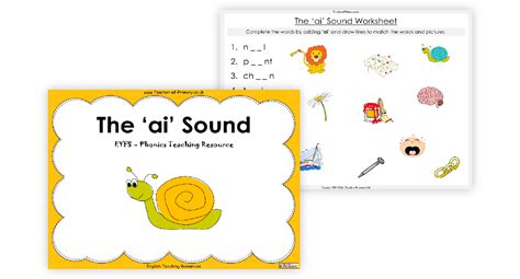 The Ai Sound English Phonics PowerPoint Lesson With Worksheets