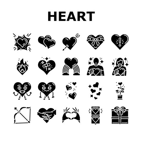 Premium Vector Heart Love Romantic Icons Set Vector