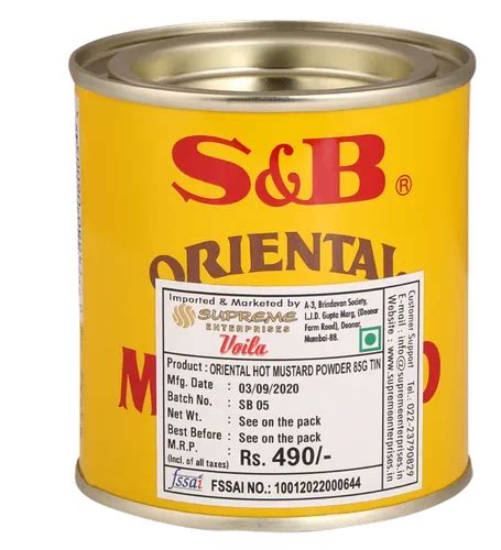 S B Oriental Hot Mustard Powder Packaging Type Can Packaging Size 85g At Best Price In Mumbai