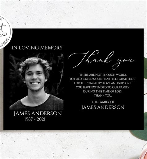 Black Funeral Thank You Cards Celebration Of Life Funeral Etsy In