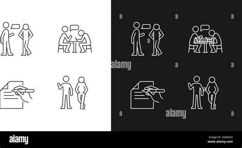 Understanding In Communication Linear Icons Set For Dark And Light Mode