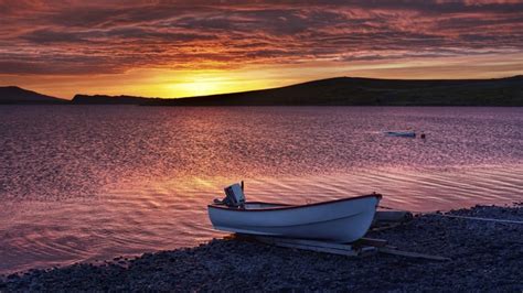 4K Nature Sky Mountains Lake Boat Trey Ratcliff Sunset Clouds