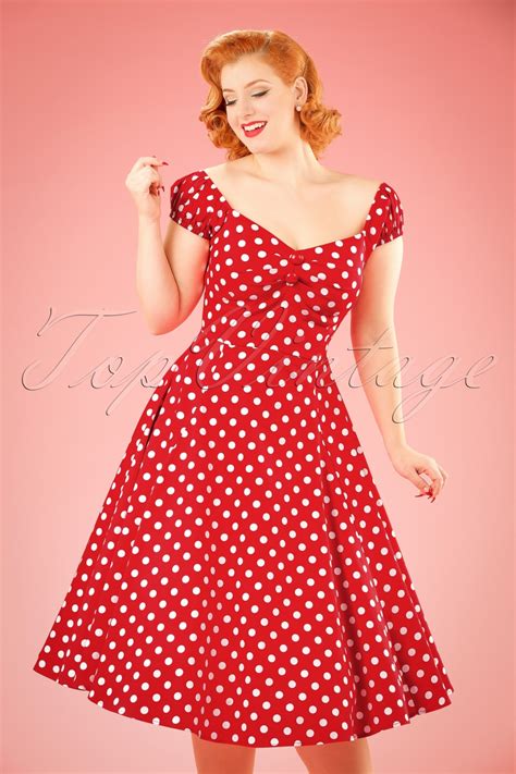 50s Dolores Doll Dress Red White Polka Swing Dress