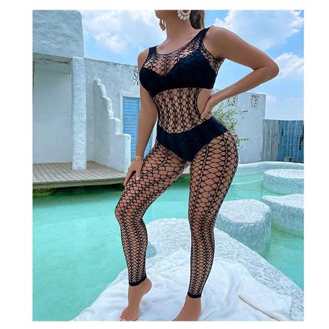 One Piece Fishnet Bodystocking Sexy Lingerie Women Full Body Stocking Mesh Lingerie Bodysuit