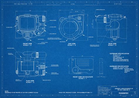 Fallout Inspired Pipboy Mk Iv Blueprint Technical Drawing Etsy Uk