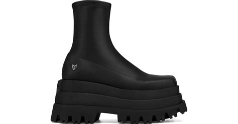 Naked Wolfe Sassy Faux Leather Tiered Platform Boots In Black Lyst UK