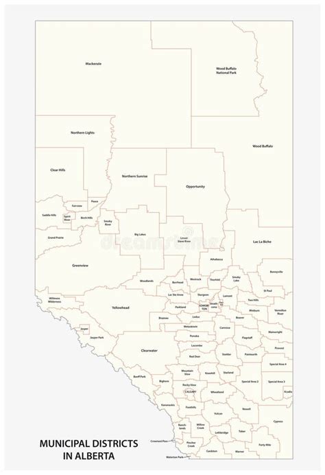 Municipal Districts in Alberta Canada Vector Map Stock Vector ...