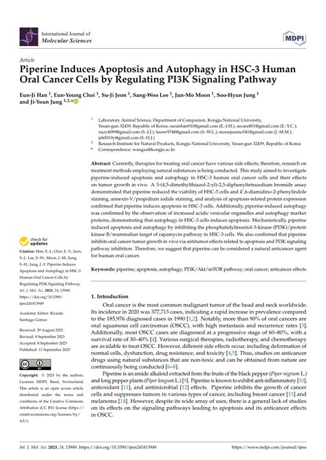 Pdf Piperine Induces Apoptosis And Autophagy In Hsc Human Oral