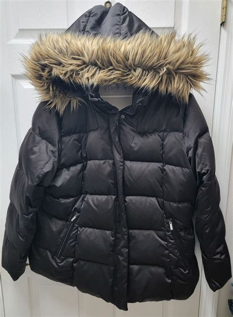 Calvin Klein Puffer Faux Fur Hood Trim Women Jacket 3 Gem