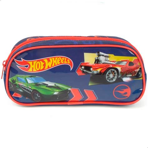 Estojo Hot Wheels Escolar Infantil Meninos Laranja Original