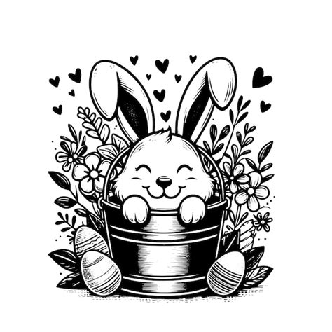 Premium Vector Hand Drawn Cute Bunny With Flowers Vector