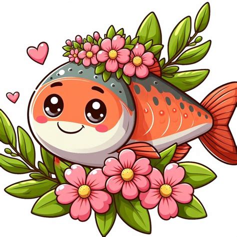 Premium Vector Cute Salmon Fish Vector Cartoon Illustration