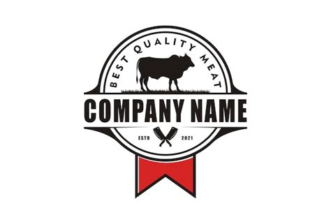 Premium Vector Angus Cow With Crossed Cleaver Knife For Vintage Retro