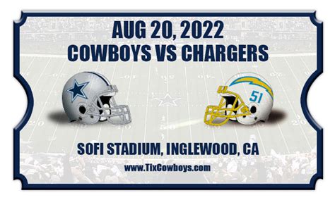 Dallas Cowboys vs Los Angeles Chargers Preseason Football Tickets | 08 ...