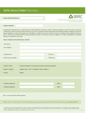 Fillable Online Ibrc Sepa Direct Debit Mandate Ibrcie Fax Email Print