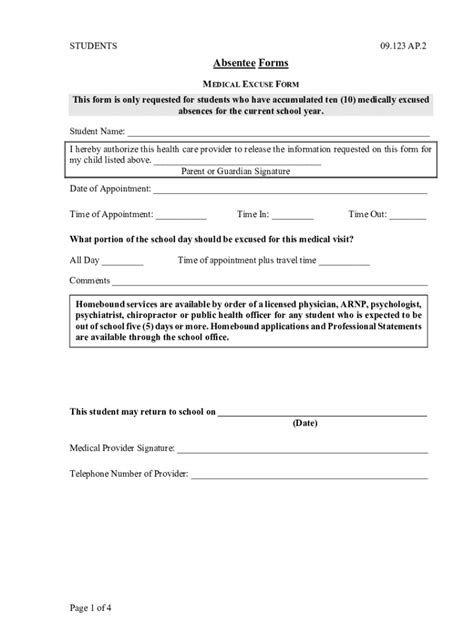 Fillable Online Medical Excuse Form Fax Email Print Pdffiller