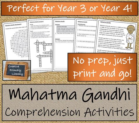 Lks2 Mahatma Gandhi Reading Comprehension Activity Teaching Resources