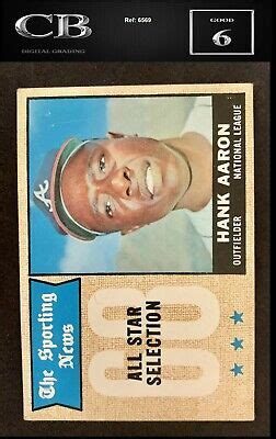 1968 Topps 370 Hank Aaron All Star Digital Grade 6 Mint Centering