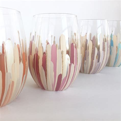 Colored Pencil Collection Color Burst Wineglass Set Of Hand Painted