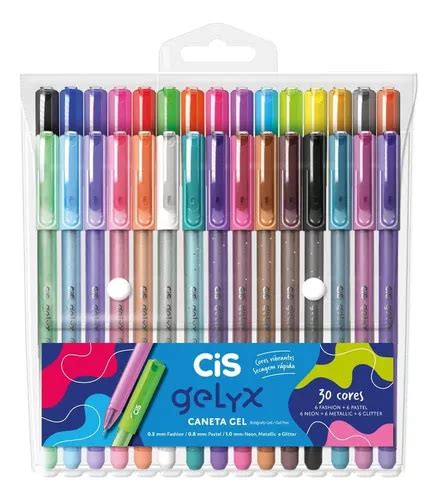 Caneta Gel Cis Gelyx 1 0mm Kit C 30 Cores Cor Da Tinta Colorido Frete