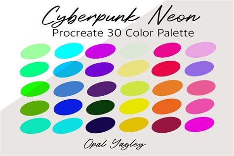 Cyberpunk Neon Procreate Color Palette