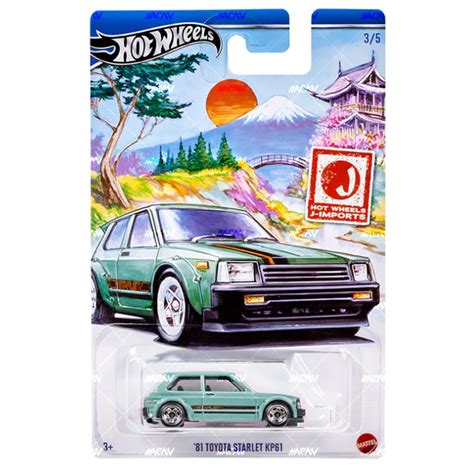 Метална количка Hot Wheels Toyota Starlet KP колекция J IMPORTS зелена eMAG bg