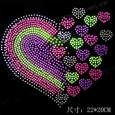 Love Heart Design Hot Fix Rhinestone Motif Iron On Crystal Transfers