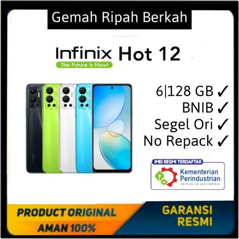 Jual Infinix Hot 12 6 128 GB BNIB Segel Ori No Repack Garansi Resmi