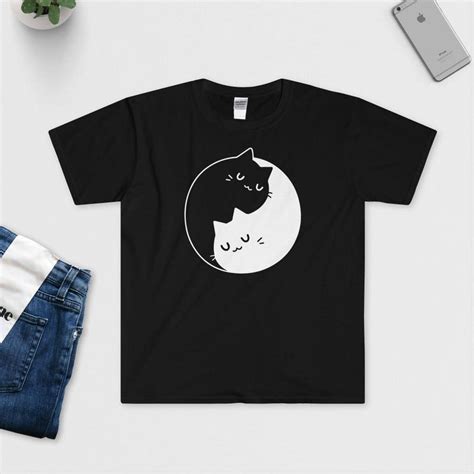 Yin Yang Cats T Shirt Graphic Tee Funny Shirt Perfect T Etsy