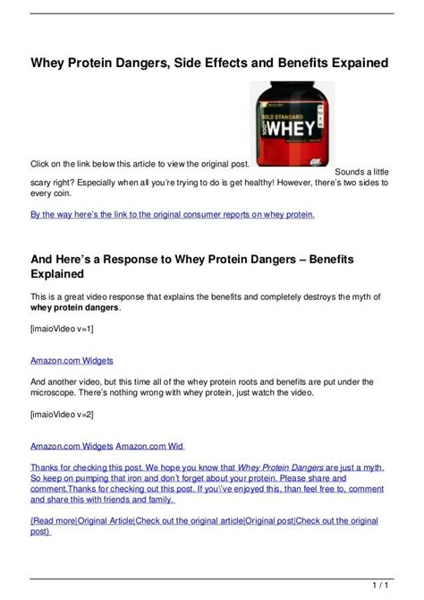 Whey Protein Dangers Side Effects And Benefits Expained