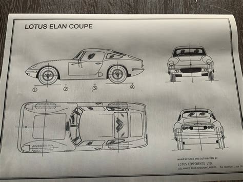 Lotus Elan Coupe design drawing ART work blueprint