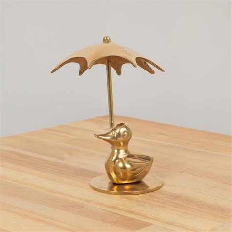 Duck Umbrella Sculpture Vintage Solid Brass Duck Etsy