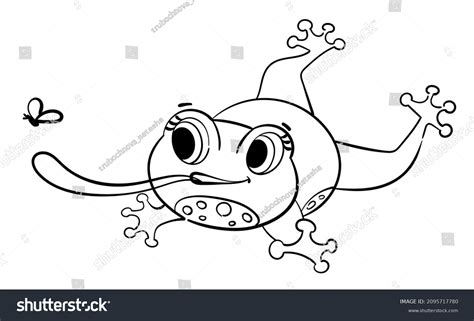 Black Outline Cute Little Jumping Frog Stock Vector (Royalty Free ...