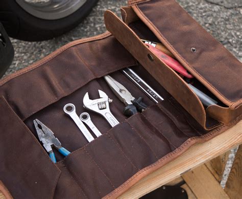 Beautiful Motorcycle Tool Bag - Vintage Leather + Waxed Cotton. - LONGRIDE