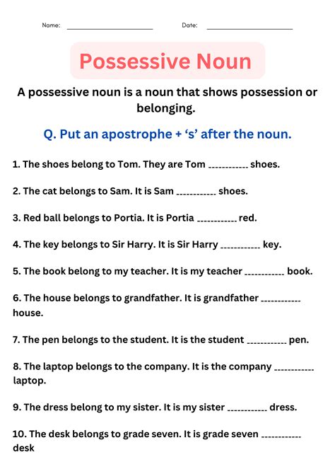 Possessive Nouns Worksheets With Answers Digital And Printable For