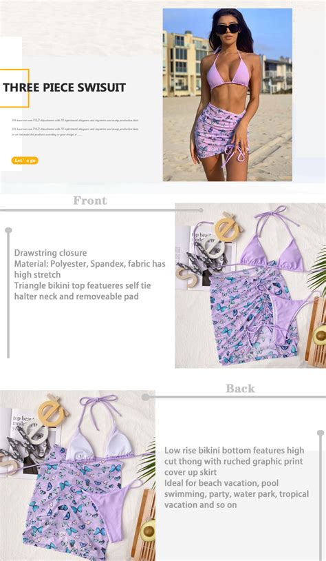 Oem Odm Butterful Woman Sexy Swimwear String Bathing Suit Piece Bikini With Skirt Mesh