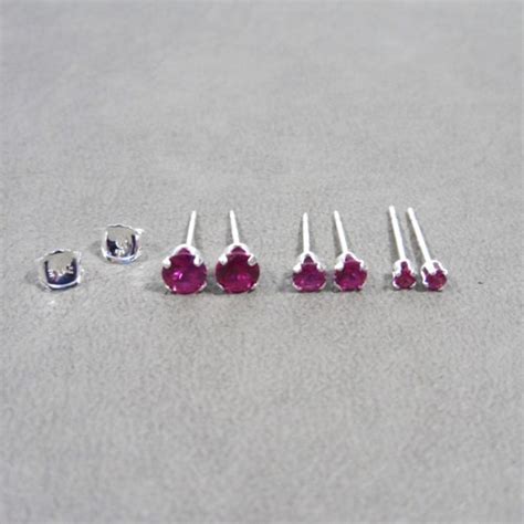 Tiny Ruby Earrings Natural Ruby Sterling Silver Stud Etsy UK