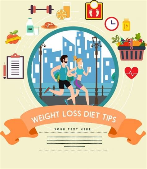 Weight Loss Diet Tips Banner Healthy Lifestyle Icons Ai Eps Vector