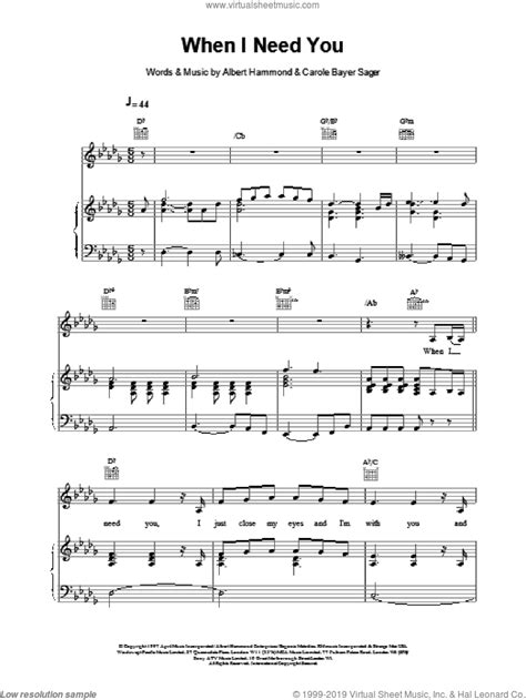 Celine Dion When I Need You Sheet Music For Voice Piano Or Guitar