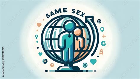 Same Sex Parent Globe With Global Text Concept As An Isolated Vector Of A Globe With Two Icons