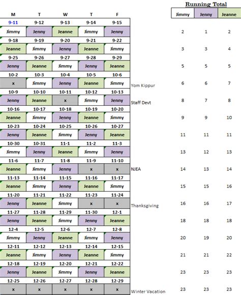 Carpool Schedule Template