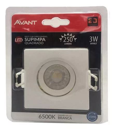 Kit 10 Spot Led Cob Quadrado 3w Avant Branco Frio MercadoLivre