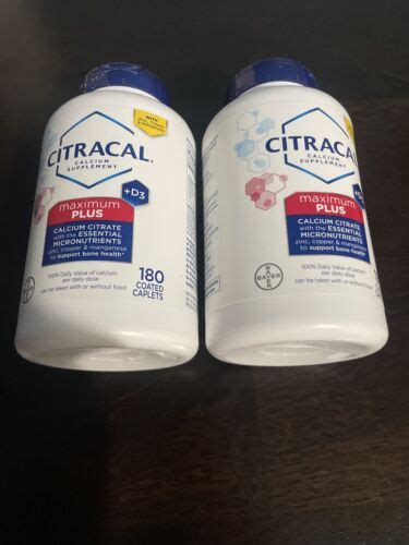 2battcitracal Maximum Plus Calcium Citrate D3 630mg Coated Caplets 180 Count 16500535362 Ebay