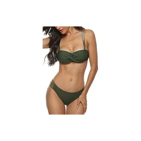 Yutdeng Costume Da Bagno Fascia Oro Fluorescente Due Pezzi Bikini Donna