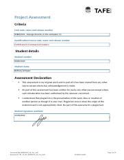 BSBDIV501 AE Pro 2of2 Docx Project Assessment Criteria Unit Code Name