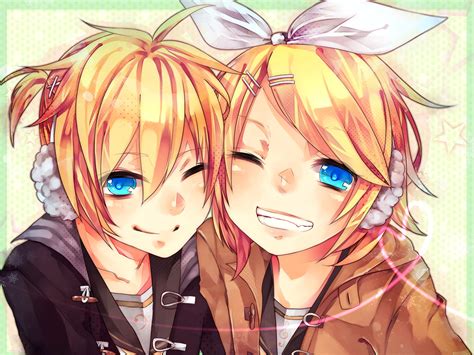 Aqua Eyes Blonde Hair Headphones Kagamine Len Kagamine Rin Male Short