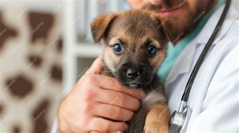 Um Veterinário Examina Os Dentes De Um Cachorro O Cachorro é Segurado